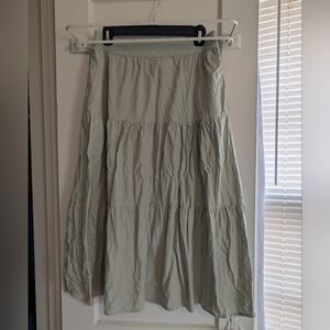 Matty M Women's Linen Blend A-Line Tiered Skirt in Sage Green